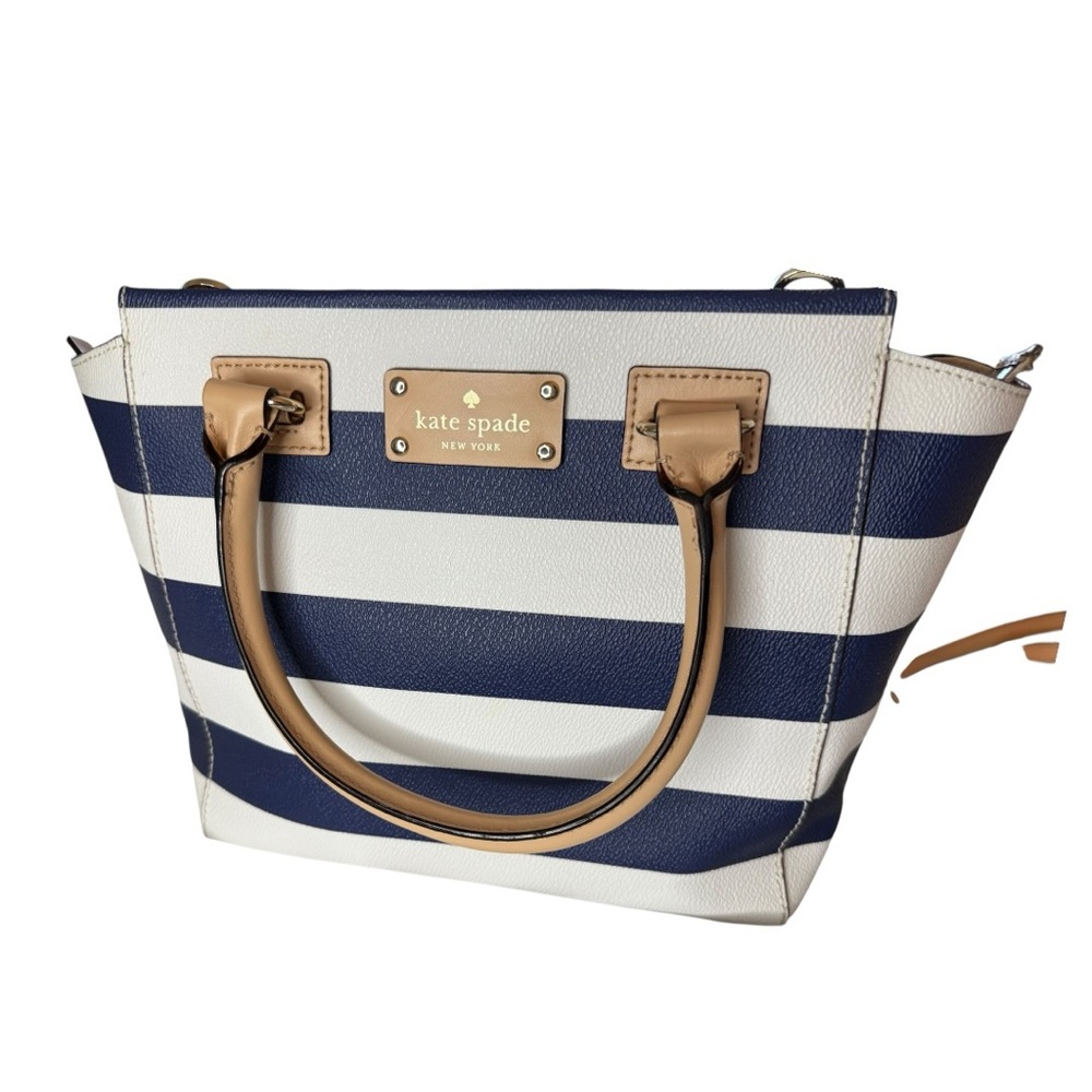 Kate Spade Blue and White Striped Camryn Wellesley Satchel - Picture 3 of 11